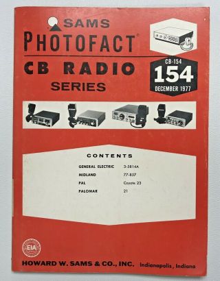 Vintage Sams Photofact Cb Radio Series Cb - 154 Dec 1977