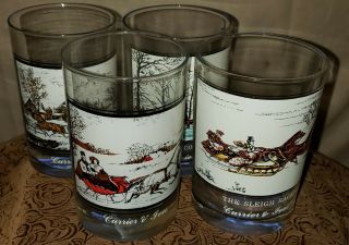 Set Of 4 Vintage 1981 Currier And Ives Drinking Glasses Arby 