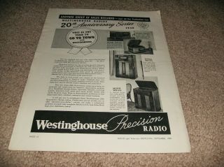 Westinghouse Precision Radio Ad - Model Wr - 374,  Wr - 274,  Wr - 474,  Wr - 470 - 1939