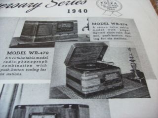 WESTINGHOUSE PRECISION RADIO AD - MODEL WR - 374,  WR - 274,  WR - 474,  WR - 470 - 1939 3