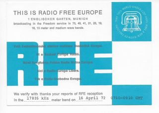 Qsl Radio Europe Rfe Englischer Garten Munich München Germany 1972 Dx Swl