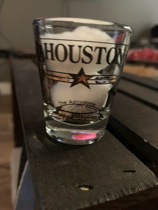 Houston Texas Shot Glass With Astrodome,  Texas Longhorn,  The Alamo,  Yellowrose