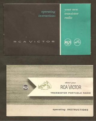 2 Vintage Rca Victor Transistor Radio Operating Instructions Brochures