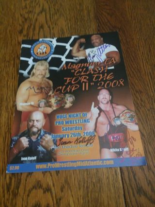 2008 Pro Wrestling Mid Atlantic Autographed Program Nwa Wcw Wwf Wwe Hofers