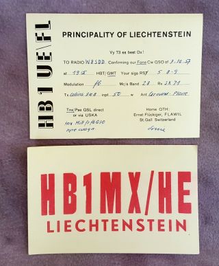 Principality Of Liechtenstein - 1956 & 1957 Qsl Cards