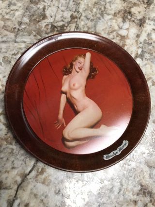 Vintage Marilyn Monroe Red Curtain Tip Tray Coaster Nude Pin Up Single Tin Metal