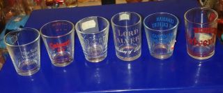 6 Different Vintage Calvert Whiskey Advertising Shot Glasses