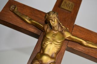 ⭐ Antique Crucifix,  Bronze Christ,  19th - 20th Century ⭐