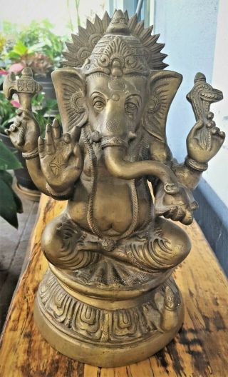 Very Large Brass Lord Ganesha Statue Hindu Elephant God 15 