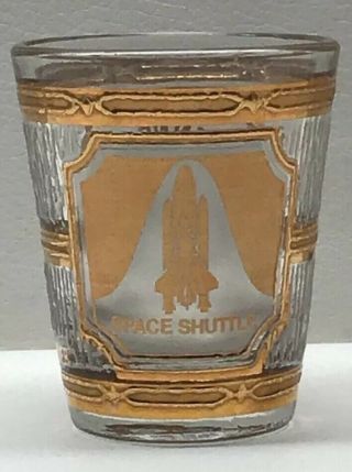 Culver Shot Glass Kennedy Space Center Nasa Space Shuttle 22k Gold & Frosted