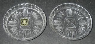 E&r Golden Crown Lead Crystal Set Of 2 Coasters Made In W Germany