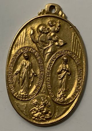 Vintage 14k Yellow Gold Charm Virgin Mary Pendent Sacred Heart Jesus 6 Grams