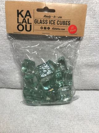 Kalalou Glass Ice Cubes Props For Film & Photos Set Of 25 1 " X 1 " X 1/2 " Nip