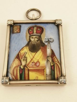 Antique Rare Russian Silver 84 Icon Painting Of Enamel БРАТЬЯ ГРАЧЕВЫ Faberge