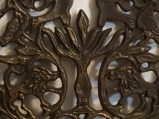 Antique Bronze/Brass Hannukah Oil Menorah Judaica 3