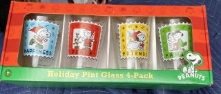 Peanuts Holiday Stamp Pint Glass (4 Pack),  Clear