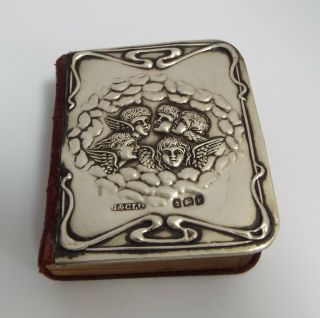 English Antique Art Nouveau 1904 Sterling Silver Mounted Prayer Book