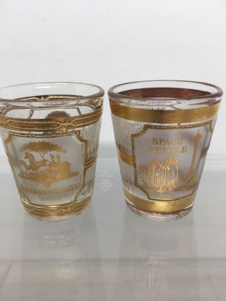 Set Of 2 Vintage Culver 22k Gold Overlay Shot Glass Usa Wa Seattle Woodland Zoo
