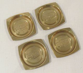 Set Of 4 Vintage Antique Phillips 66 Suggestion Award Brass Coasters - 3.  25 "