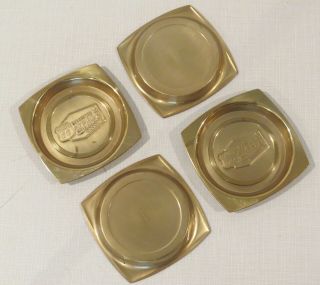 Set of 4 Vintage Antique Phillips 66 Suggestion Award Brass Coasters - 3.  25 