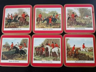 Vintage Pimpernel Equestrian Fox Hunt In Red Coaster Set Of 6 No Box