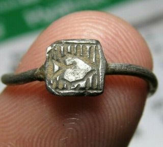 Antique Old Spanish Medieval Silver Ring Jesus Heart Pirate Times 14 - 15th.  C