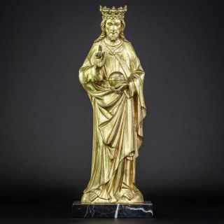Christ Gilt Bronze Sculpture Salvator Mundi Savior Of The World | Jesus Antique