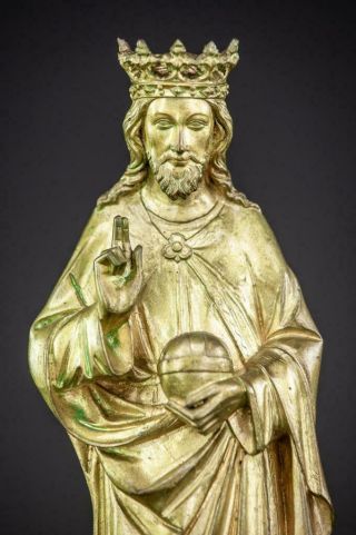 Christ Gilt Bronze Sculpture Salvator Mundi Savior of the World | Jesus Antique 2