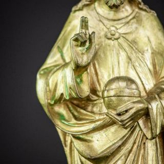 Christ Gilt Bronze Sculpture Salvator Mundi Savior of the World | Jesus Antique 3
