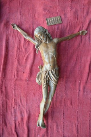 Hand Carved Wood Crucifix Jesus Corpus Religious 35  Body Of Jesus