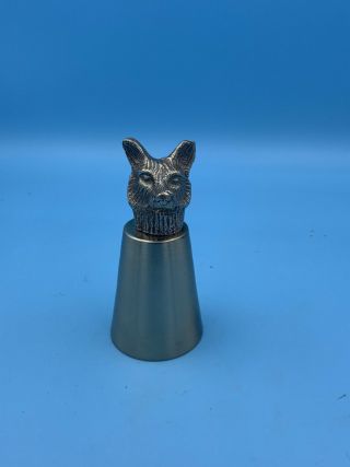 Vtg Hoffritz England Brass Wolf/fox Head Stirrup Cup Shot Glass Jigger Barware