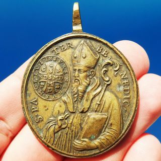 Perfect St Benedict Cross Medal Antique Exorcism Prayer Against Evil Charm