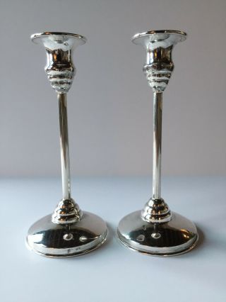 Vintage Sterling Silver.  925 Judaica Shabbat Sabbath Candlesticks Modern Design