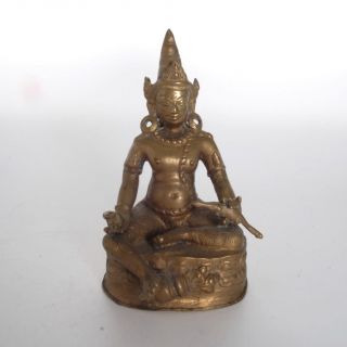 Antique Heavy Cast Brass Hindu/buddhist Seated Deity Jambhala/dzambhala Statue