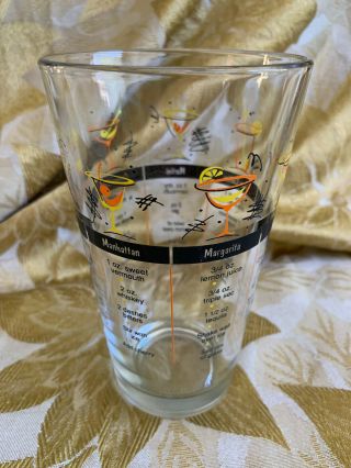 Vintage Libbey Cocktail Shaker Glass Drink Recipes Bartender Man Cave