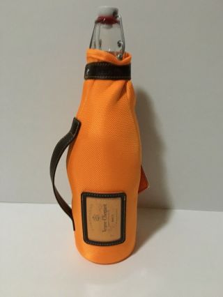 Veuve Clicquot Champagne Insulated Orange Bottle Bag Ice Jacket Leather NWT 3