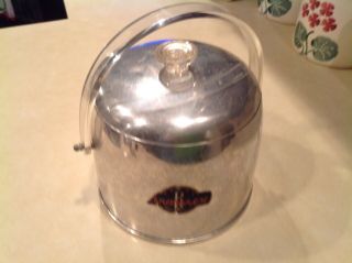 Vintage Retro Ice Bucket Mid Century Kromex Aluminum Chrome Atomic Lucite Handle