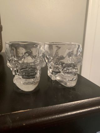 2 Crystal Skull Head Vodka Whiskey Shot Glass Party Drinking Cup Halloween