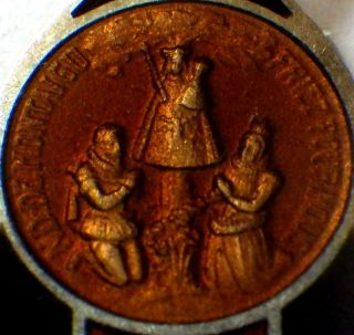 ⭐ Antique Medal Sterling Pendant Our Lady Montaigu Sichem ☧ Carmelite Catholic