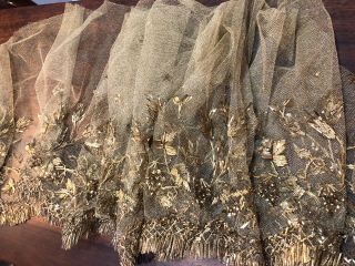 LOOK Old/ Antique religious altar cloth embroidered with gold metal threads 3