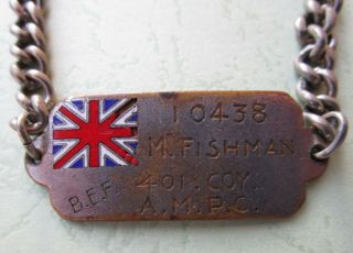 Ww2 1940 British Army Bef Palestine Ampc 401 Coy Bracelet Dog Tag Jewish Soldier