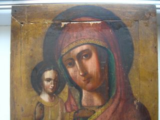 19 Century Russian Orthodox Hand Painted Wood Icon Mother Of God Праворучница.