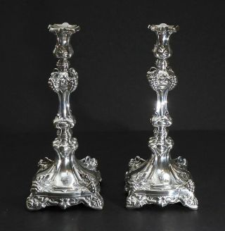 Antique Shabbat (sabbath) Silver Plated Candlesticks,  Poland,  C.  1890 Judaica