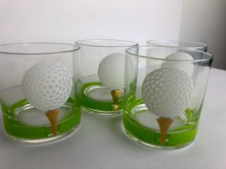 4 Golf Ball And Tee High Ball Glasses Whiskey Glass Tumbler 4 Pc Set