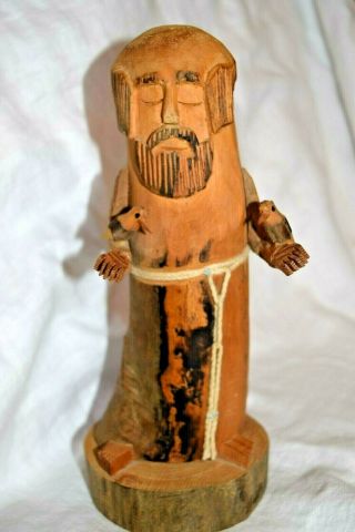 Rare Vintage Ben Ortega Wood Hand - Carved St Francis Santo In Mexico