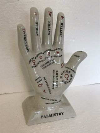 Alchemy Palmistry Hand Chiromancy Palm Reading 11.  5” Porcelain Art Hand