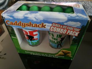 Caddyshack Collector Beer Men Pint Glasses W/ Golf Balls Ice Cube Tray Combo Pk