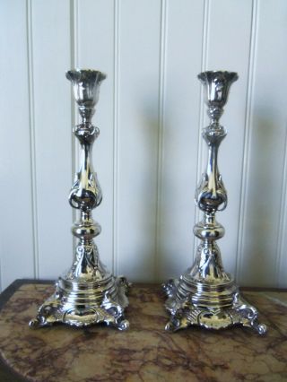Fine Antique Pair Norblin Silver Plated Art Nouveau Sabbath Candlesticks Warzawa