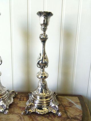Fine Antique Pair Norblin Silver Plated Art Nouveau Sabbath Candlesticks Warzawa 2