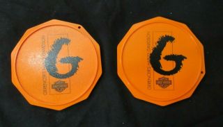 Harley Davidson Orange Plastic Drink Coasters,  Set Of 2 - Gerencer 